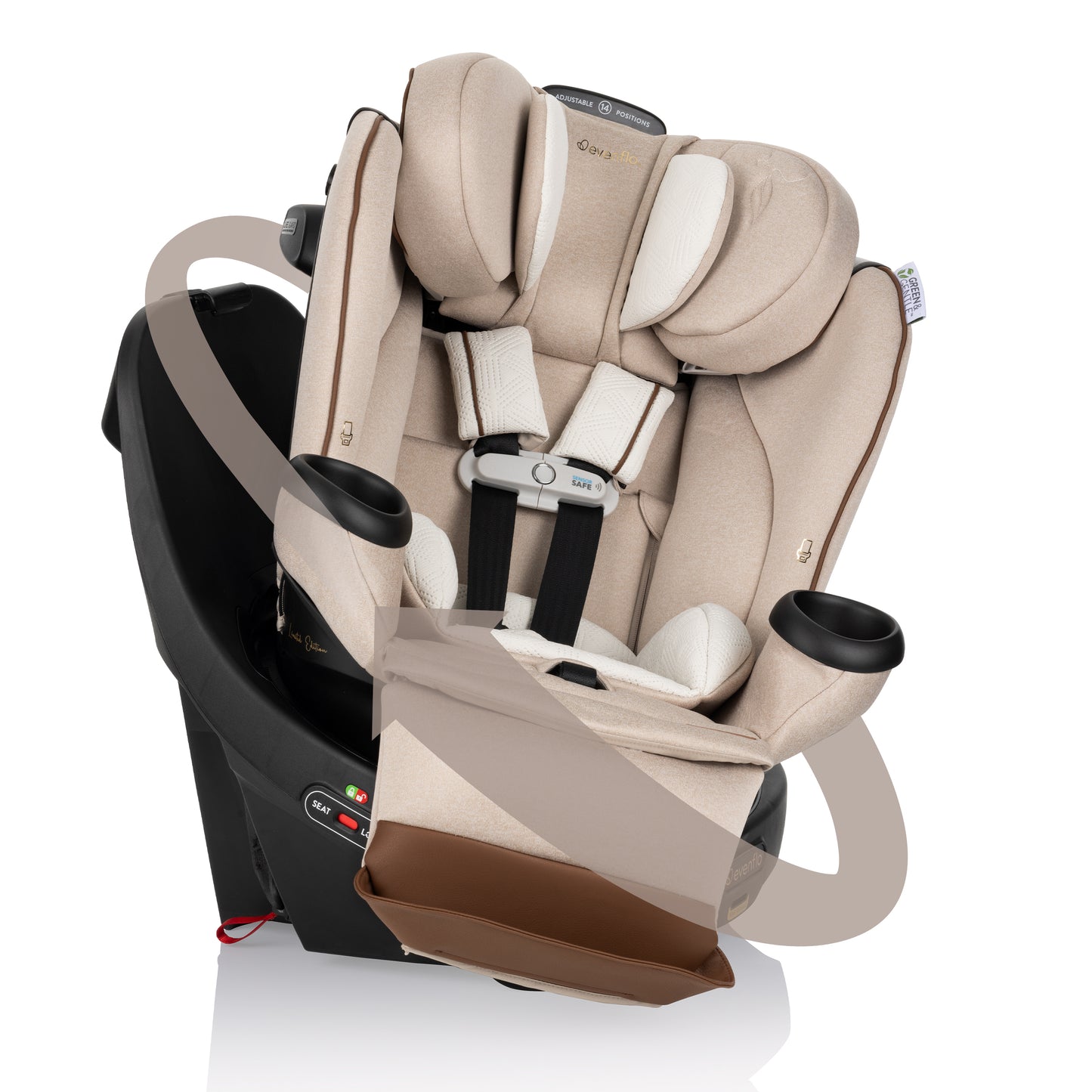 Evenflo - Limited Edition Revolve360 Extend All-in-One Rotational Car Seat with Green & Gentle Fabric - Champagne