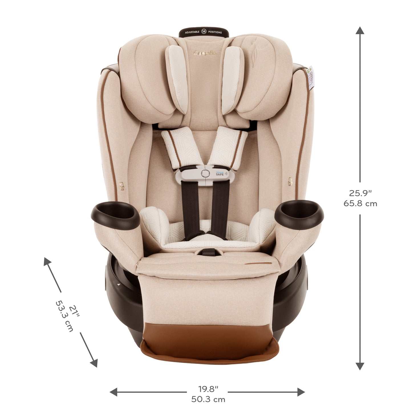 Evenflo - Limited Edition Revolve360 Extend All-in-One Rotational Car Seat with Green & Gentle Fabric - Champagne
