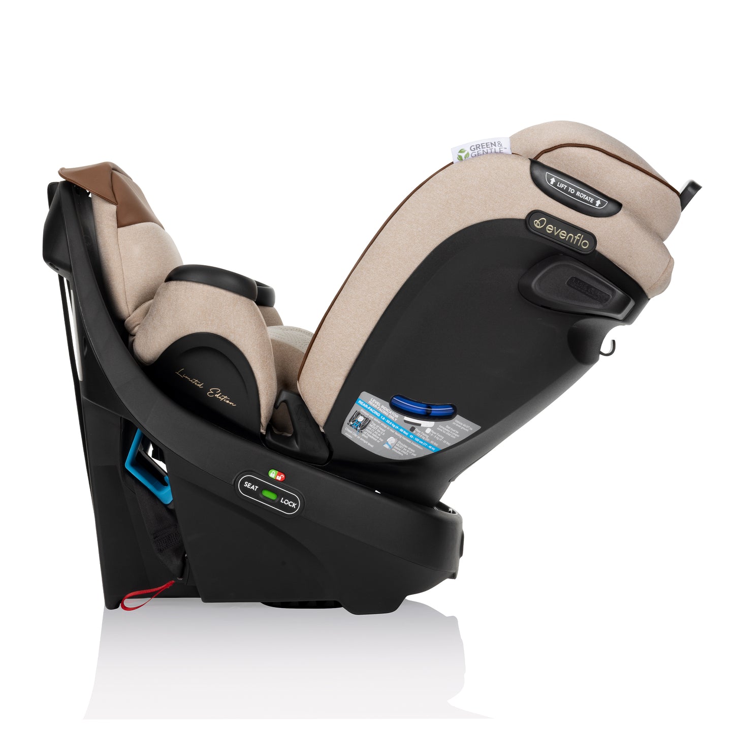 Evenflo - Limited Edition Revolve360 Extend All-in-One Rotational Car Seat with Green & Gentle Fabric - Champagne