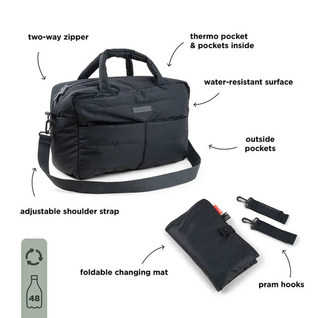 Done By Deer - Quilted changing bag Black
