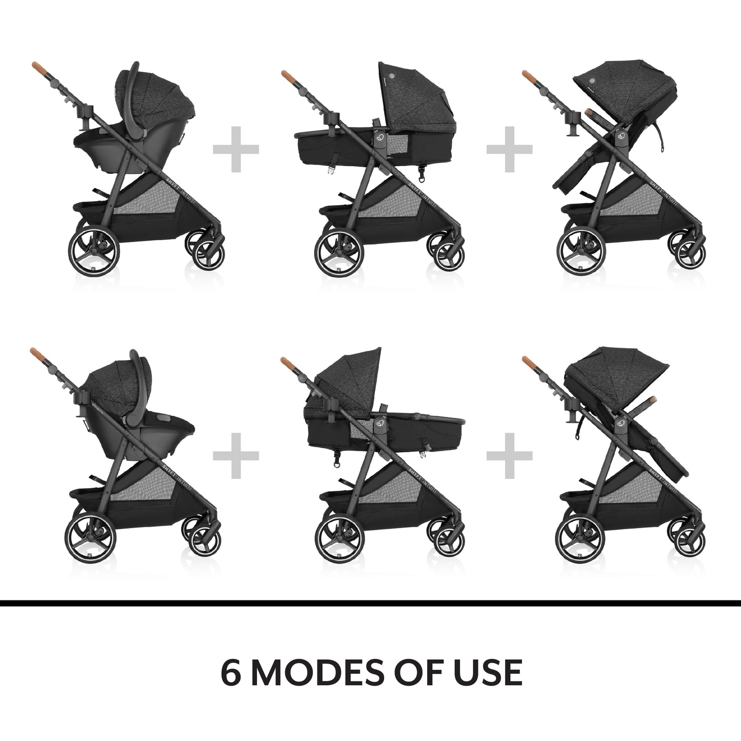 Evenflo - Shyft Intuiti Travel System with Revolve180 LiteMax NXT Rotational Infant Car Seat - Black Shale