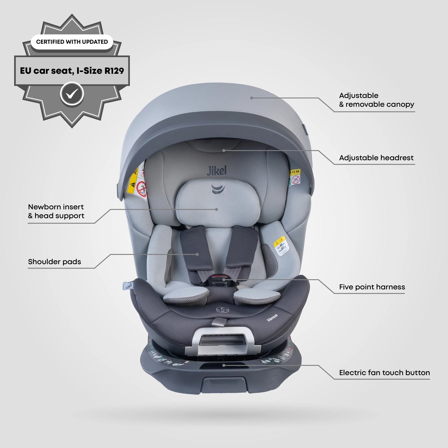 Jikel - Venus 360 I-Size Isofix Ventilated car seat - Pink