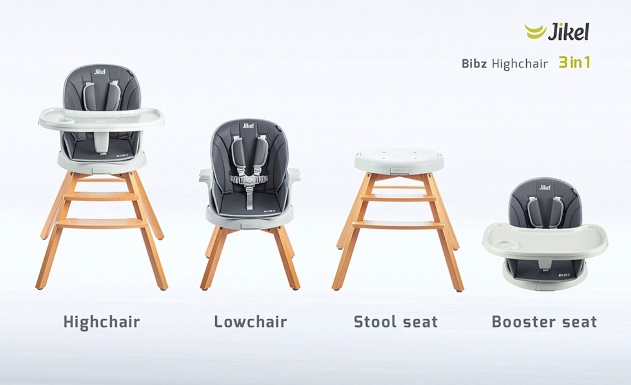 Jikel - Bibz 360 Rotating Wooden Highchair - Charcoal