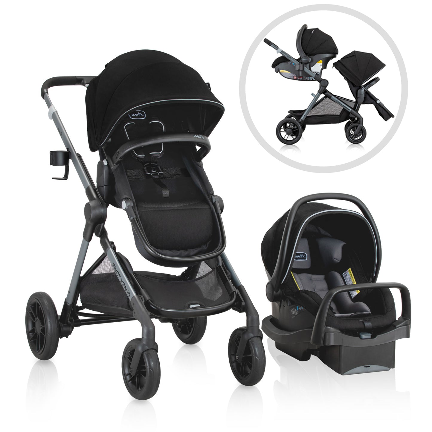 Evenflo - Pivot Xpand Modular Travel System with LiteMax Infant Car Seat - Ayrshire Black