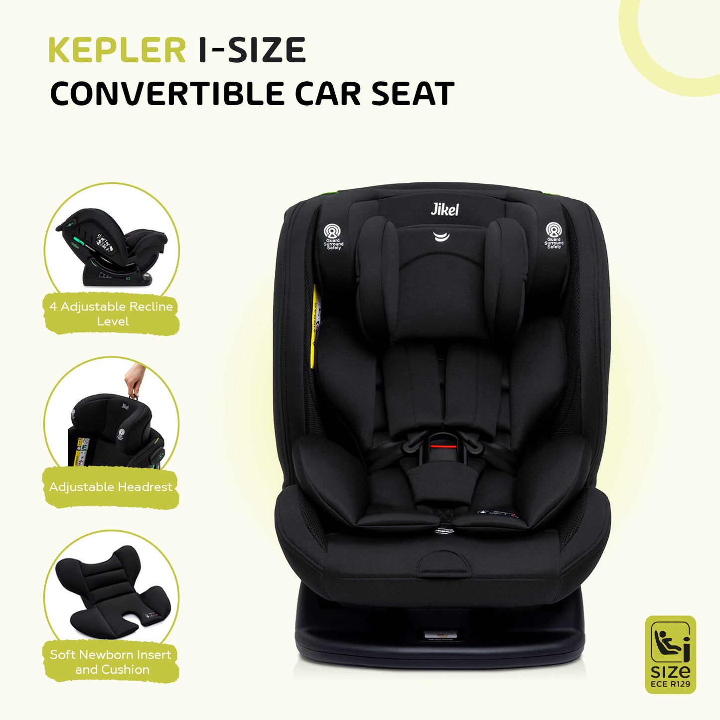 Kepler i-Size Convertible Car Seat - Carbon Black