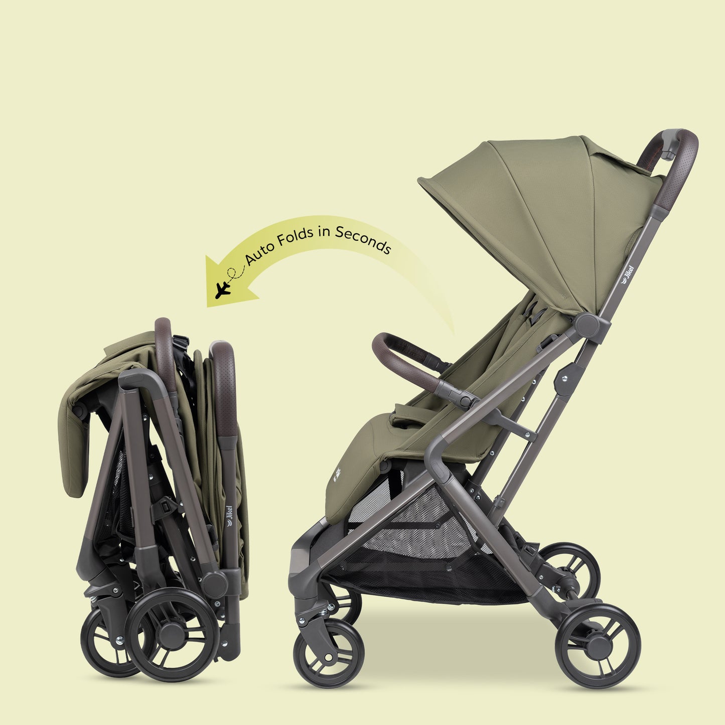 Jikel - Nomad Auto-Fold Compact Stroller - Graphite Grey