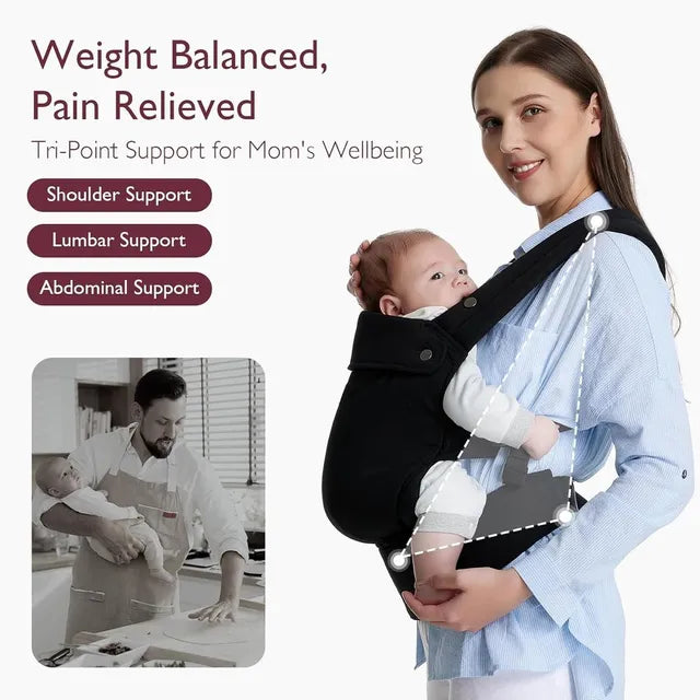 Momcozy - 3in1 Newborn To Toddler Baby Carrier - Black