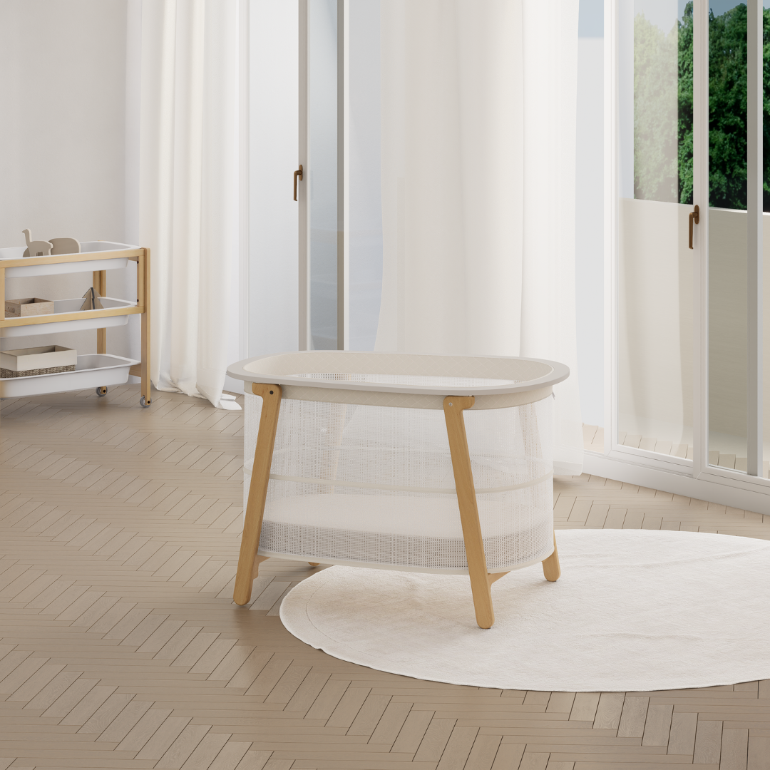 Boori - Nest Storage Cot_Simply White and Beech with Mattress