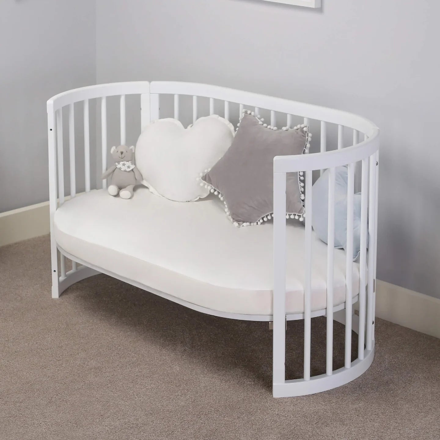 Boori - Oasis Oval Cot and 3 Drawer Chest Barley White