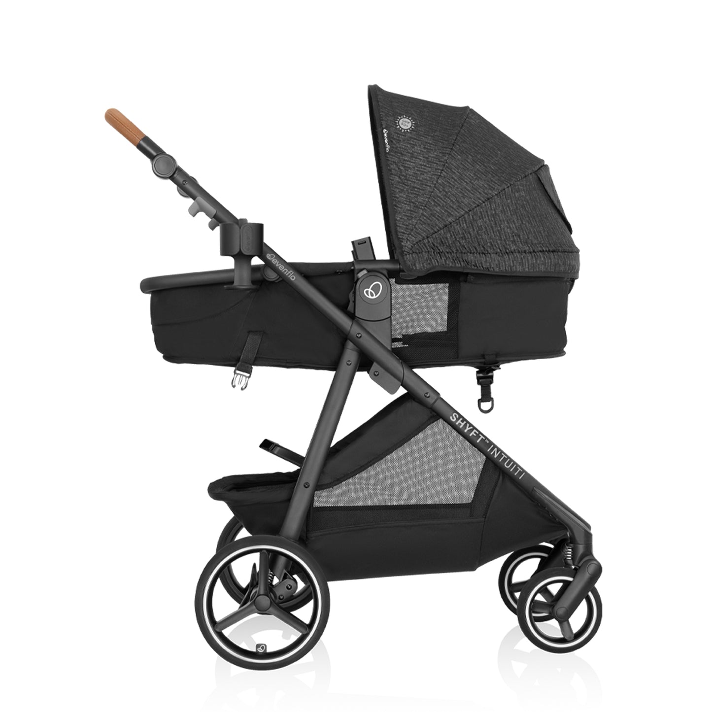Evenflo - Shyft Intuiti Travel System with Revolve180 LiteMax NXT Rotational Infant Car Seat - Black Shale