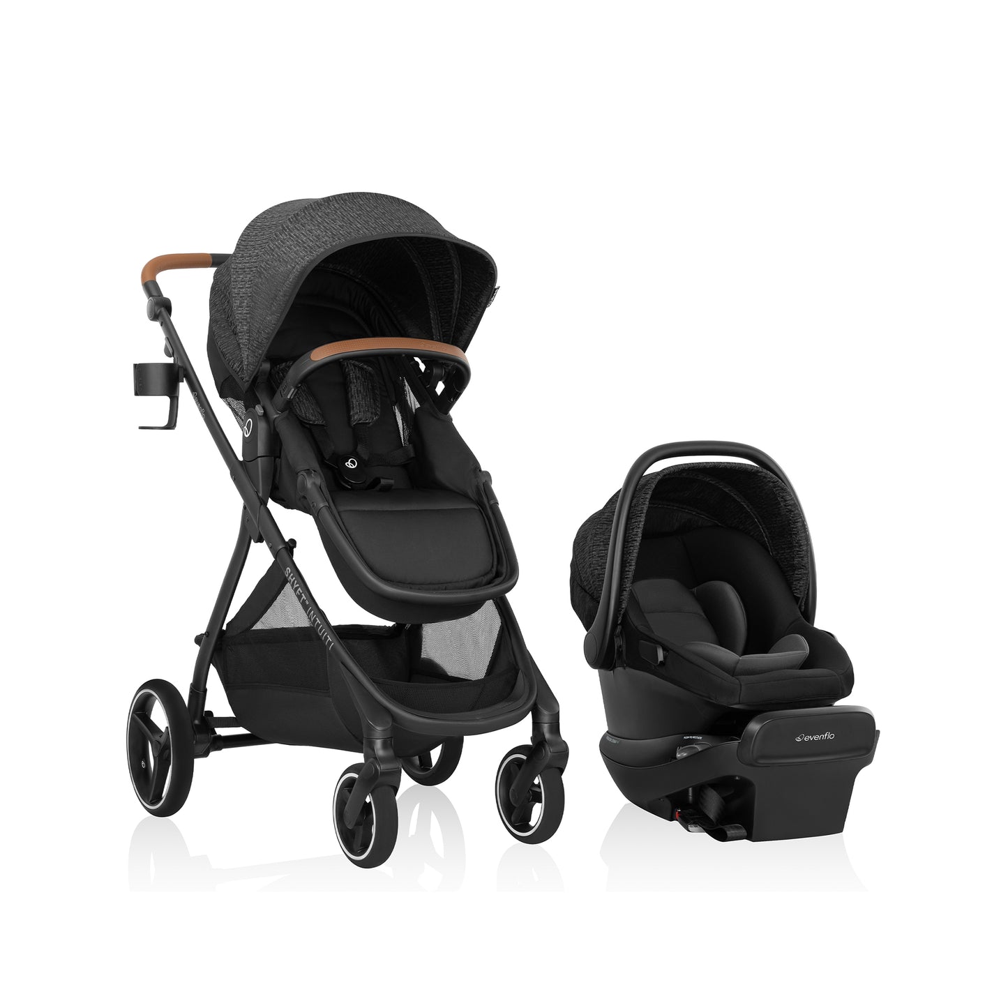 Evenflo - Shyft Intuiti Travel System with Revolve180 LiteMax NXT Rotational Infant Car Seat - Black Shale