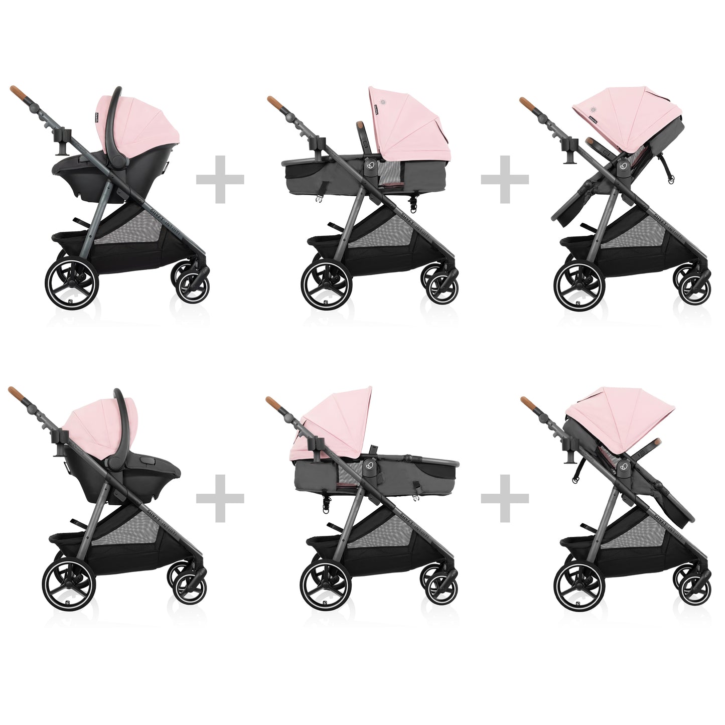 Evenflo - Shyft Intuiti Travel System with Revolve180 LiteMax NXT Rotational Infant Car Seat - Amaranth Pink