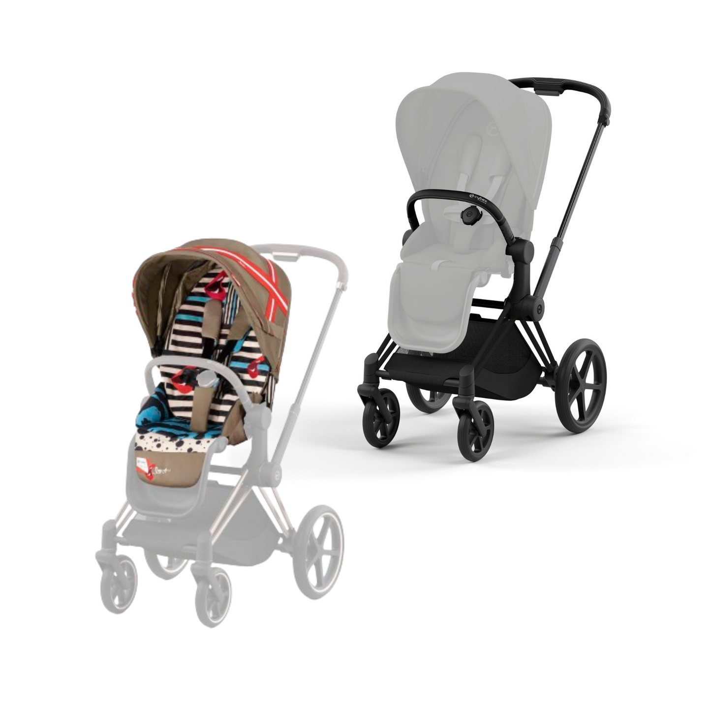 Cybex - Priam Matt Black Frame with Seat Pack