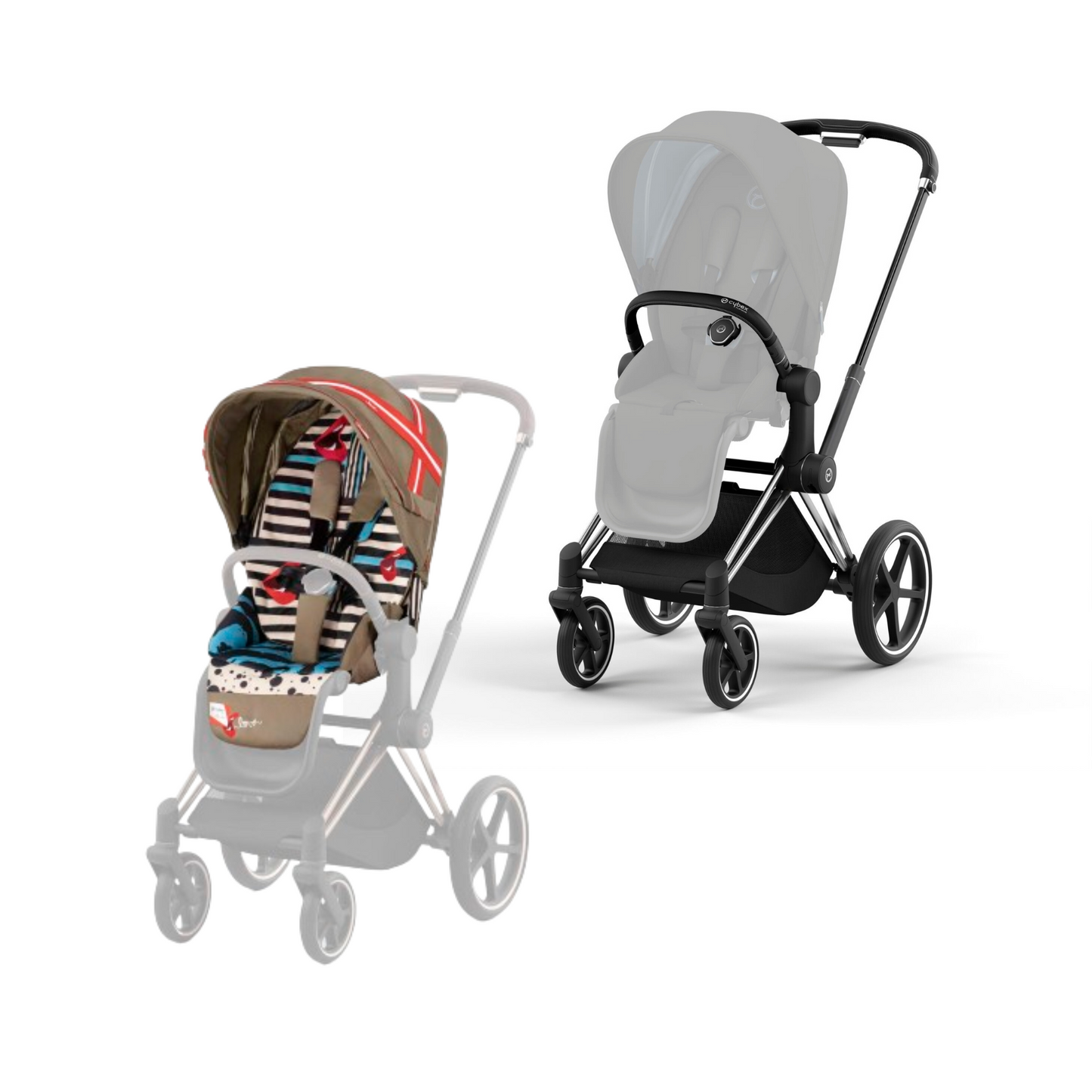 Cybex - Priam Chrome Black Frame with Seat Pack