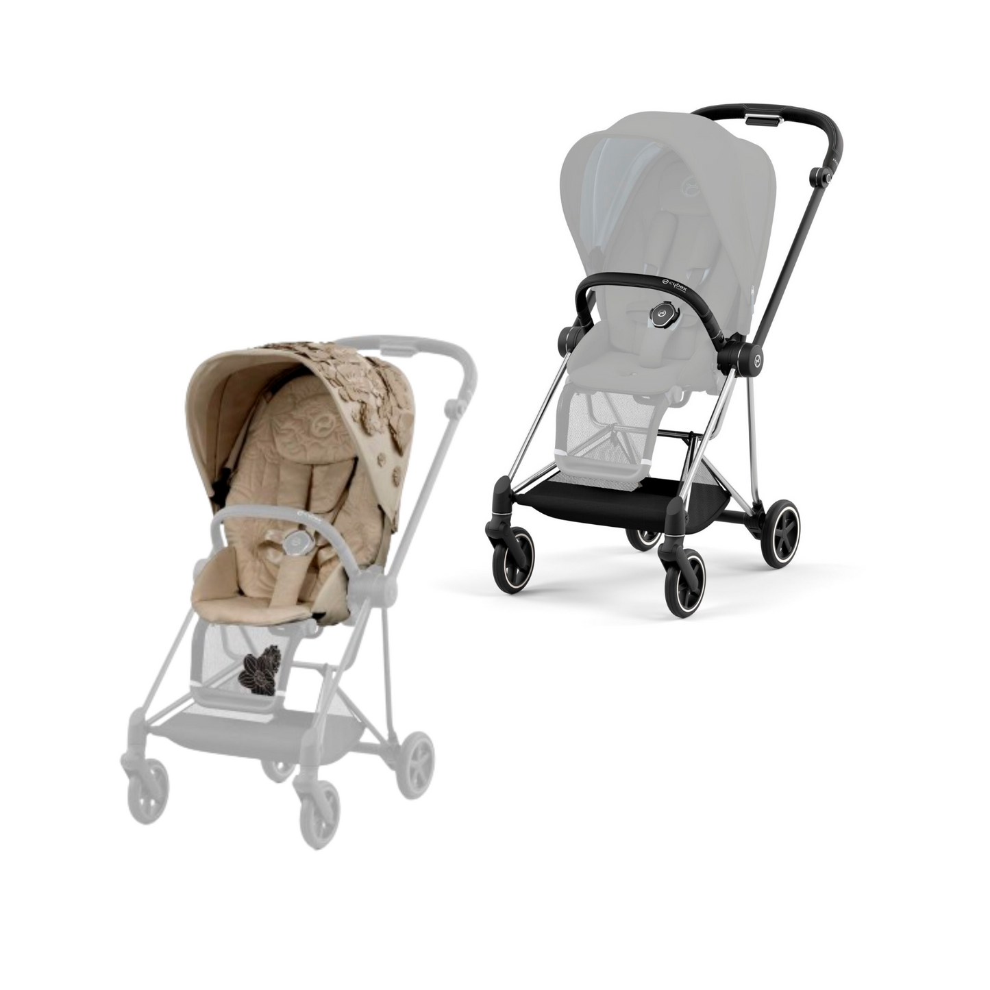 Cybex - Mios Chrome Black Frame with Seat Pack