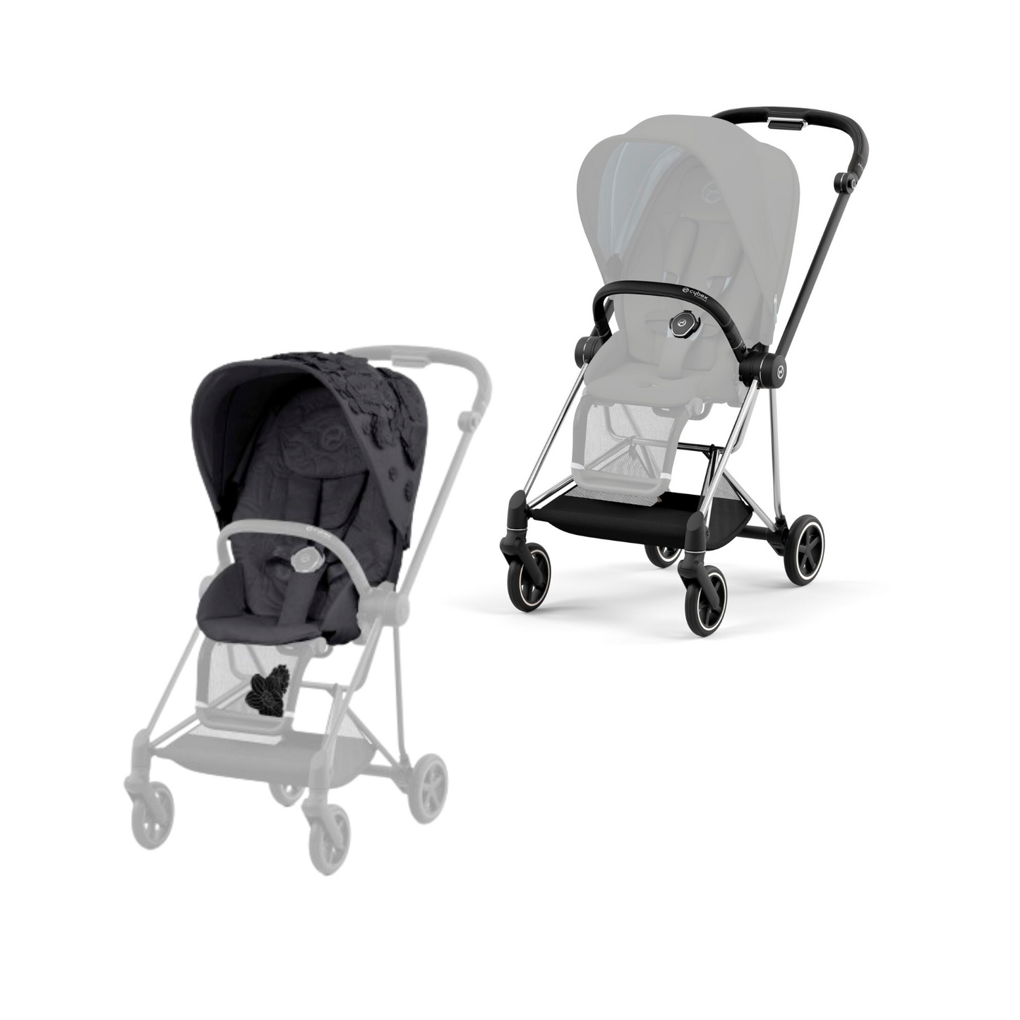 Cybex - Mios Chrome Black Frame with Seat Pack