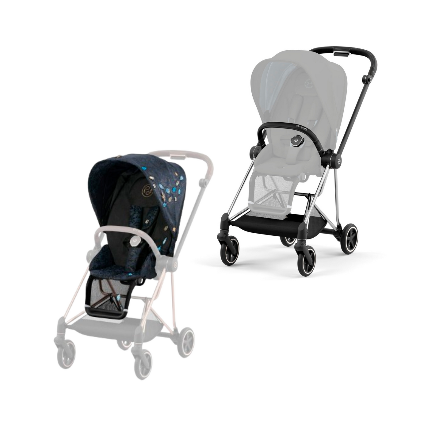 Cybex - Mios Chrome Black Frame with Seat Pack