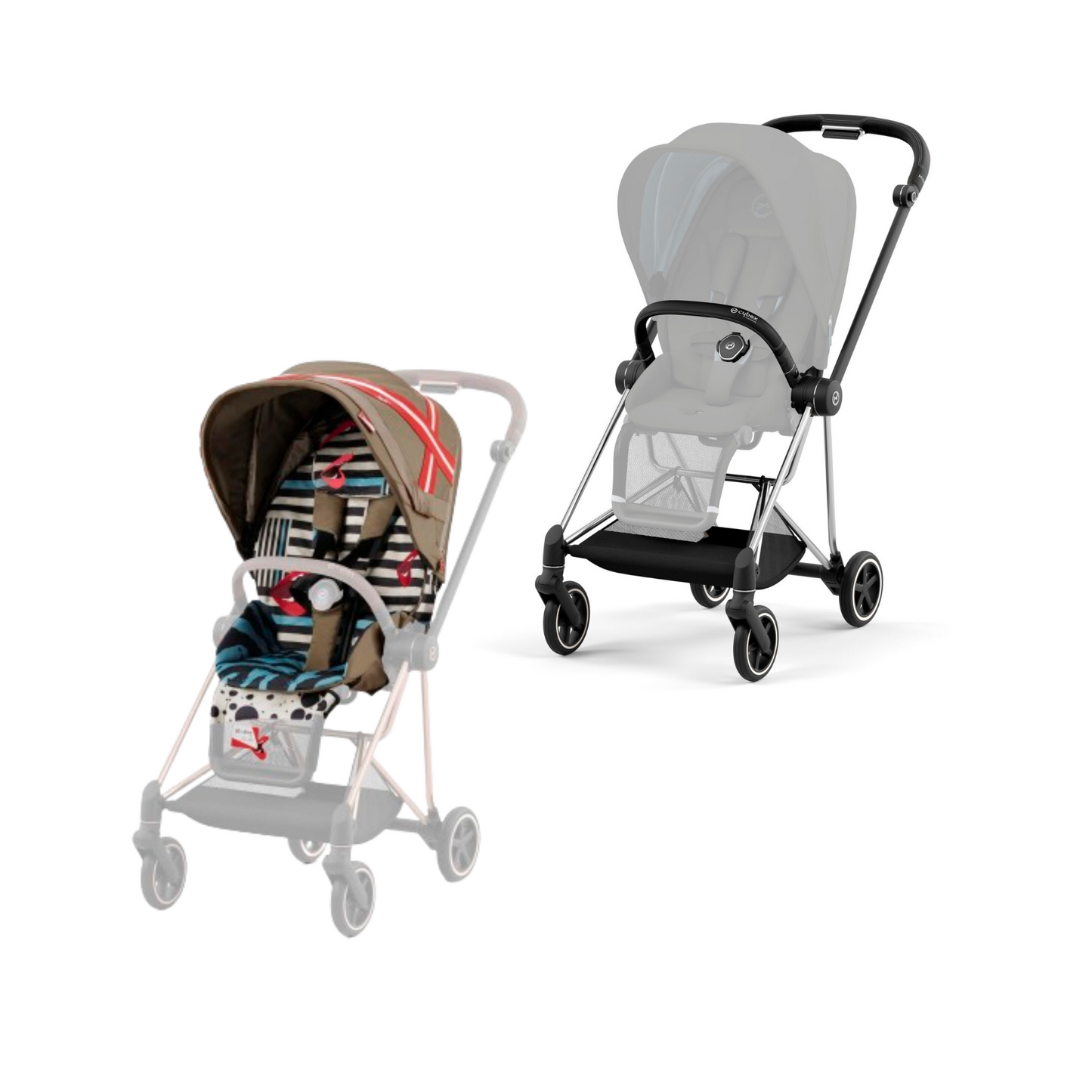 Cybex - Mios Chrome Black Frame with Seat Pack