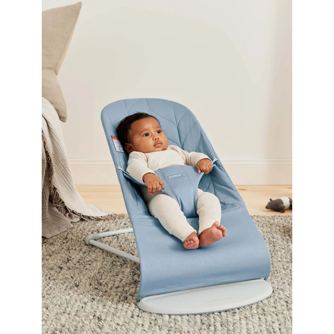 BABYBJORN Bouncer Bliss, Blue, Cotton, Petal quilt, LGF