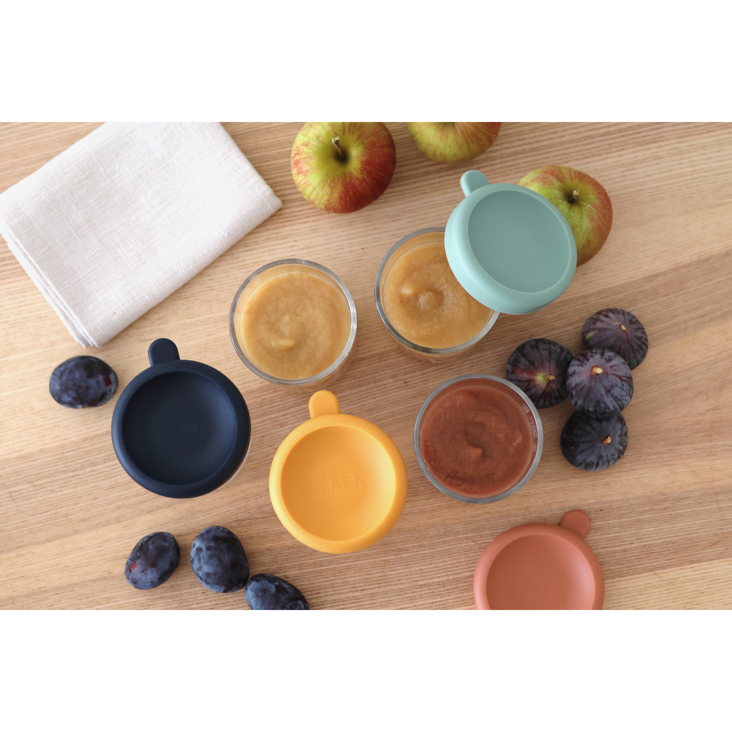 Beaba - Set Of 6 Glass Portion Jar 250ml Sunrise Color Mix