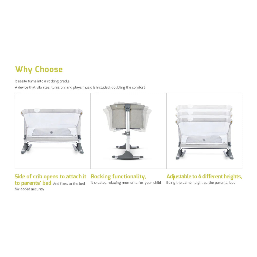 Nova Bedside Crib - Grey