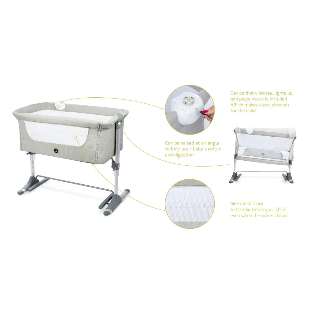 Nova Bedside Crib - Charcoal