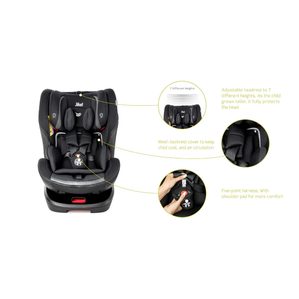 Jikel - Saturn Zip 360 Rotating IsoFix Car Seat - Black