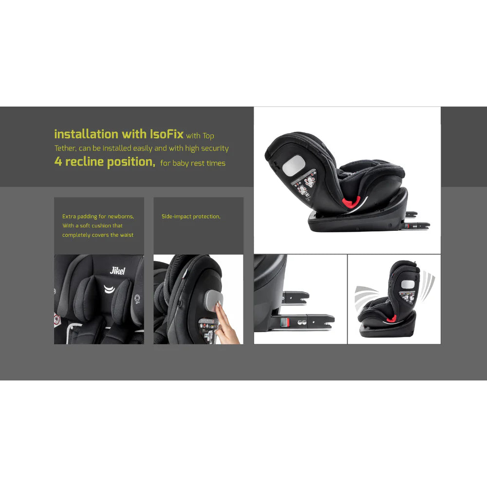 Jikel - Saturn Zip 360 Rotating IsoFix Car Seat - Black