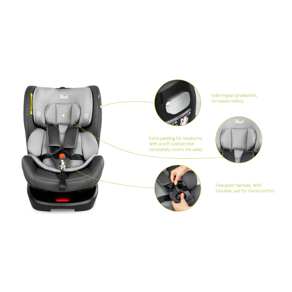 Jikel - Saturn Rotating IsoFix All-in-one Car Seat - Grey