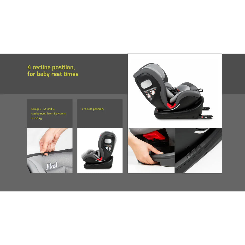 Jikel - Saturn Rotating IsoFix All-in-one Car Seat - Grey