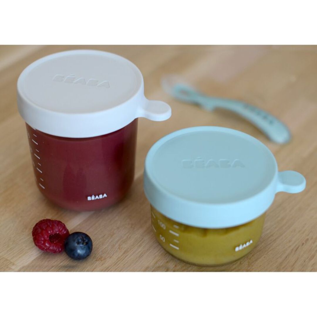 Beaba - Conservation Jar Glass Set of 2 - 150ml A.Green & 250ml L.Mist