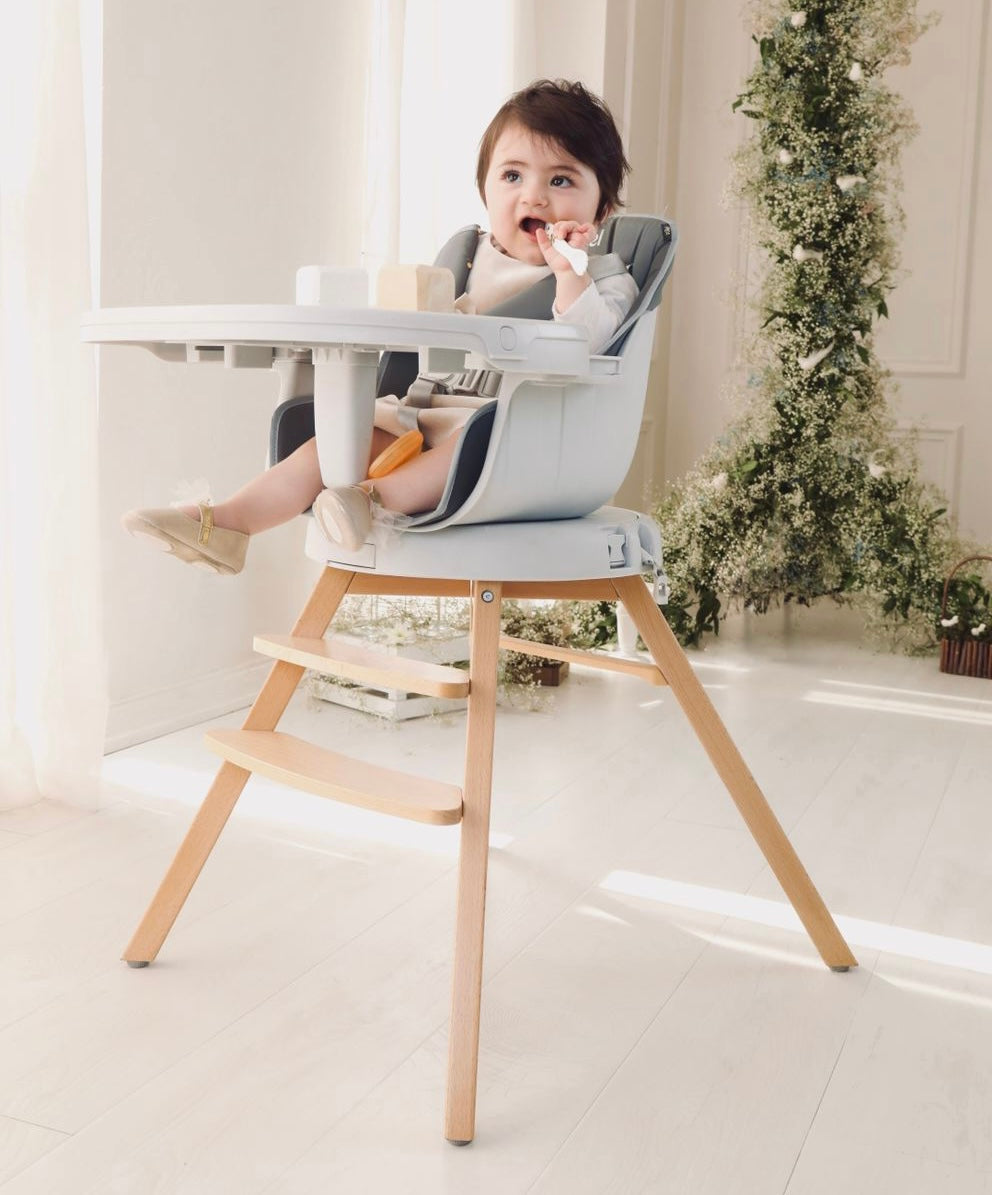 Jikel - Bibz 360 Rotating Wooden Highchair - Charcoal