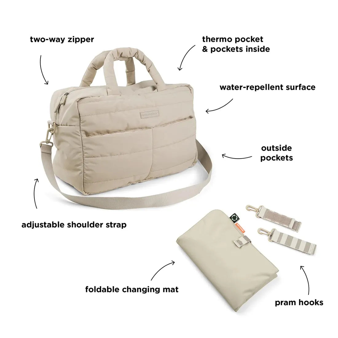Done by Deer - Quilted changing bag Sand