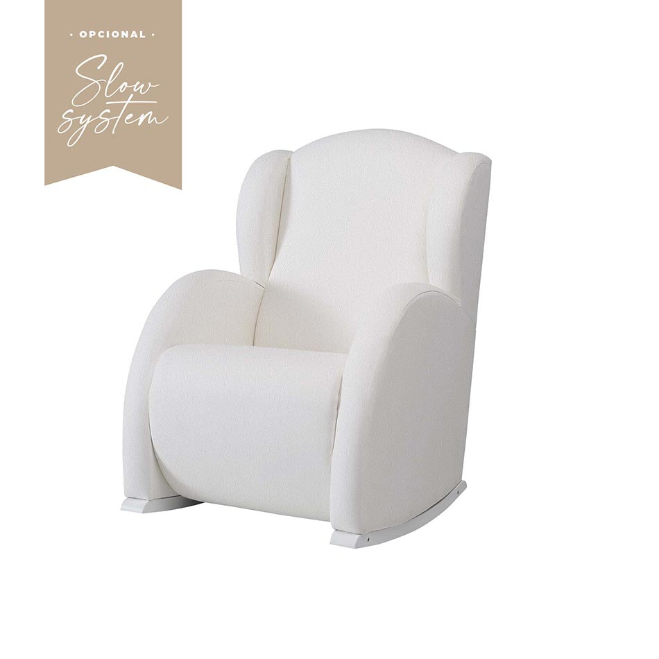 MICUNA - ROCKING NURSING CHAIR FLOR SLOW SYSTEM WHITE-WHITE LEATHERETTE