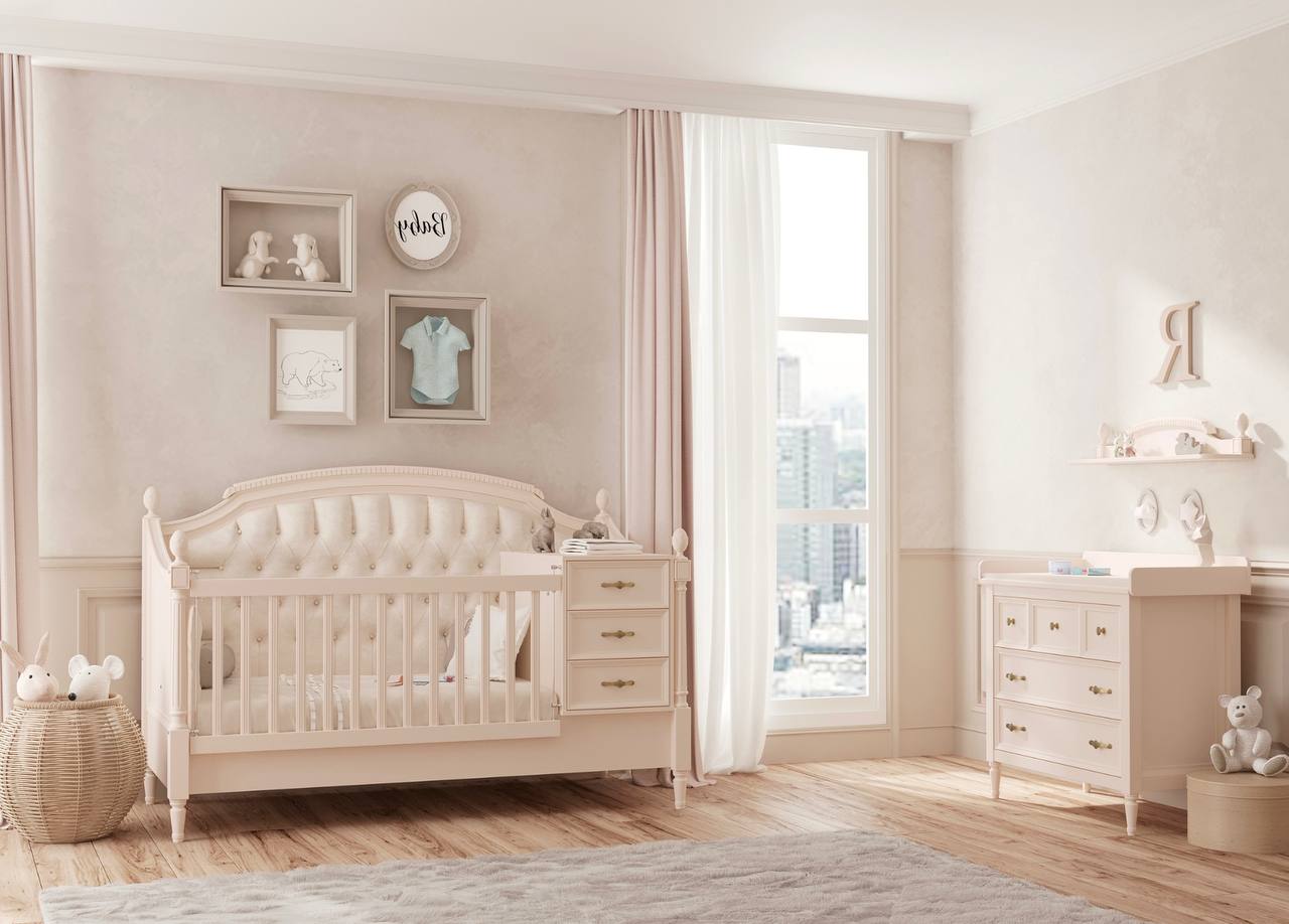 Jikel - Romantic Dresser Changer with Shelf Blush Beige