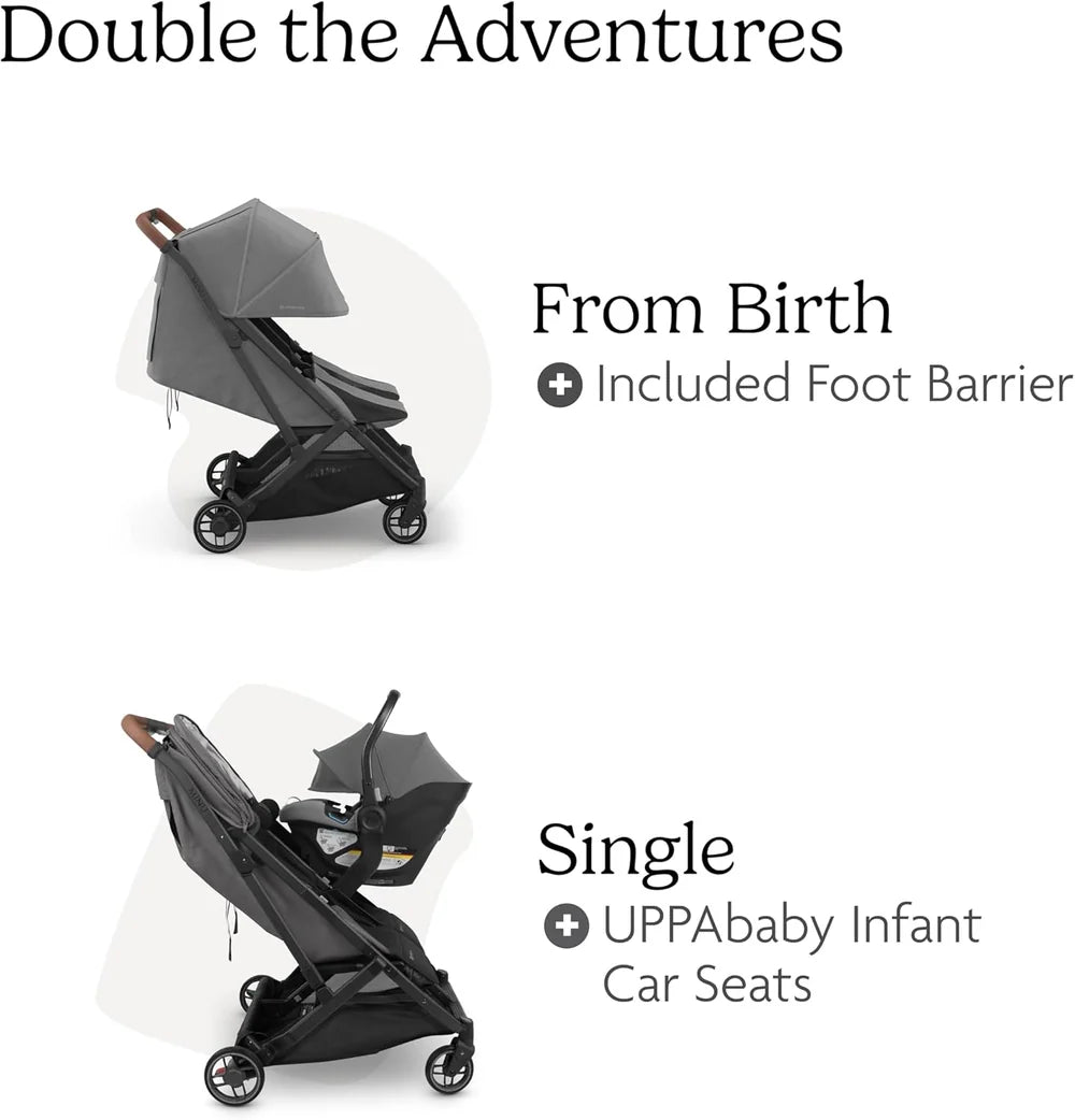 UPPAbaby - Minu Duo Stroller Ada Sandstone Mélange Carbon Frame Chestnut Leather