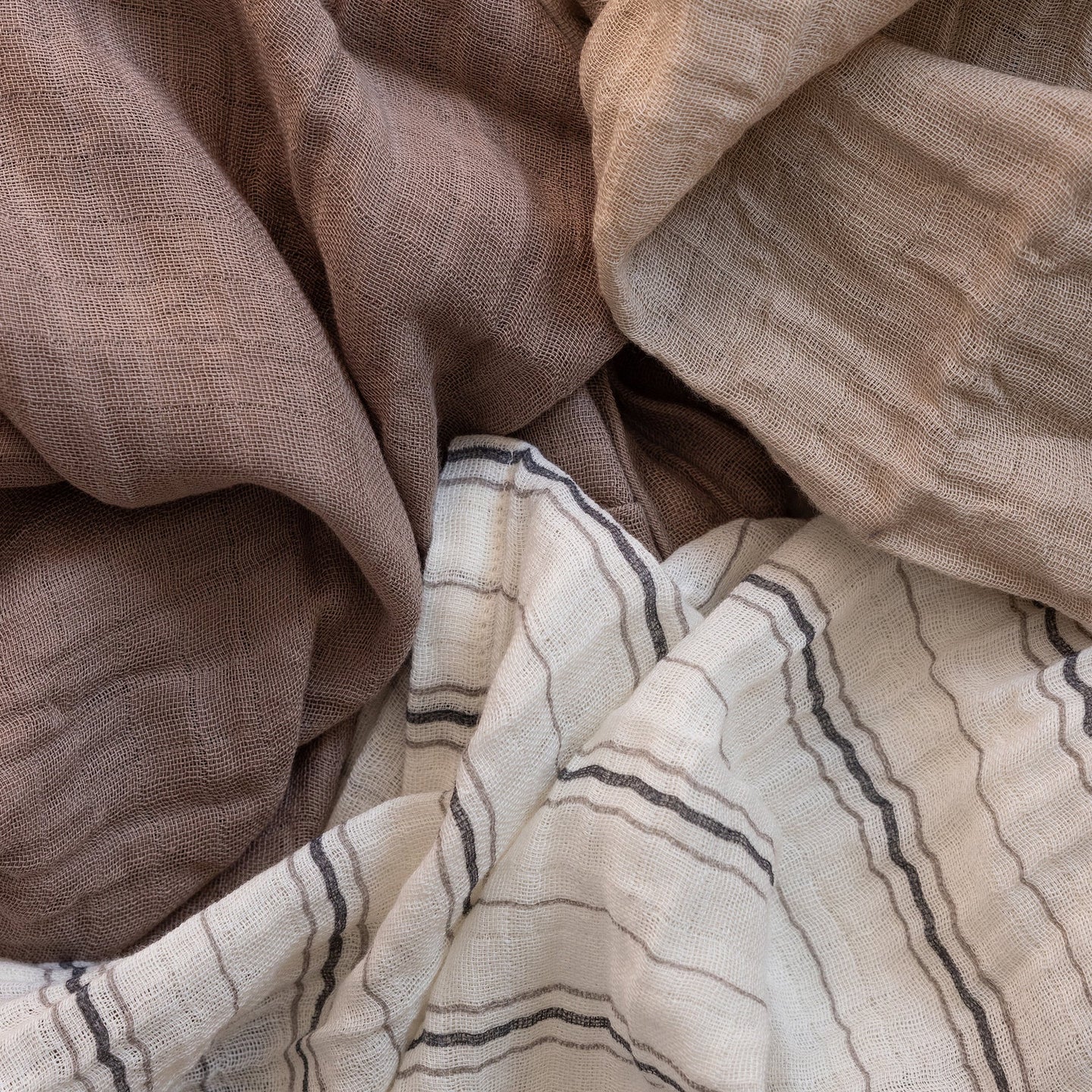 Sebra - Muslin 3 pcs, cream stripe - beige