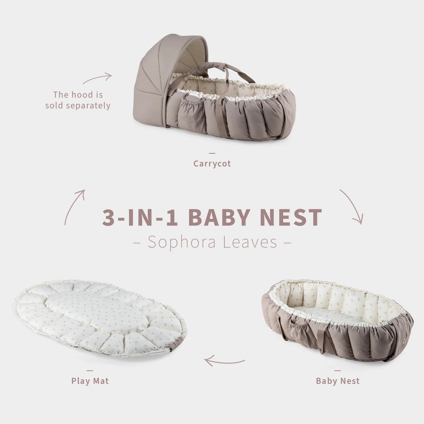 Sebra - 3-in-1 Baby Nest - Sophora Leaves