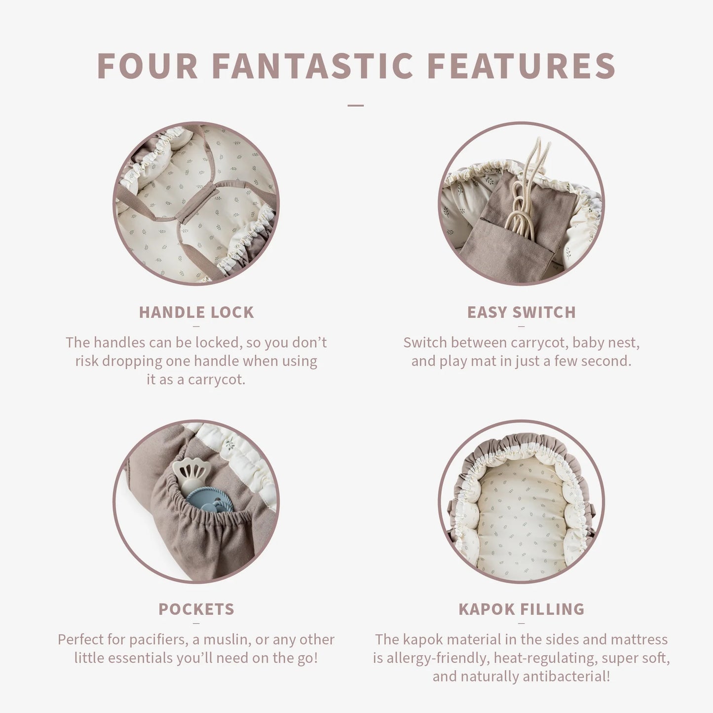 Sebra - 3-in-1 Baby Nest - Sophora Leaves