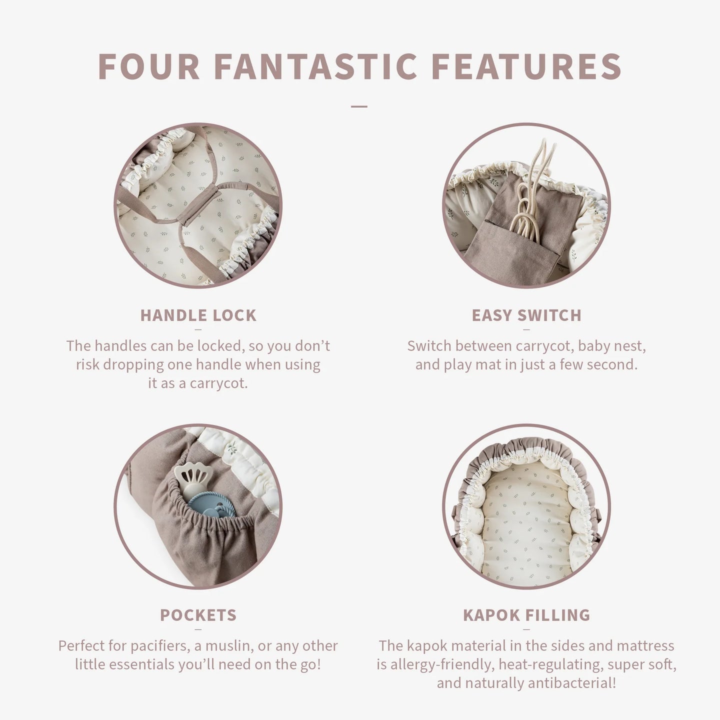 Sebra - 3-in-1 Baby Nest - Sophora Leaves