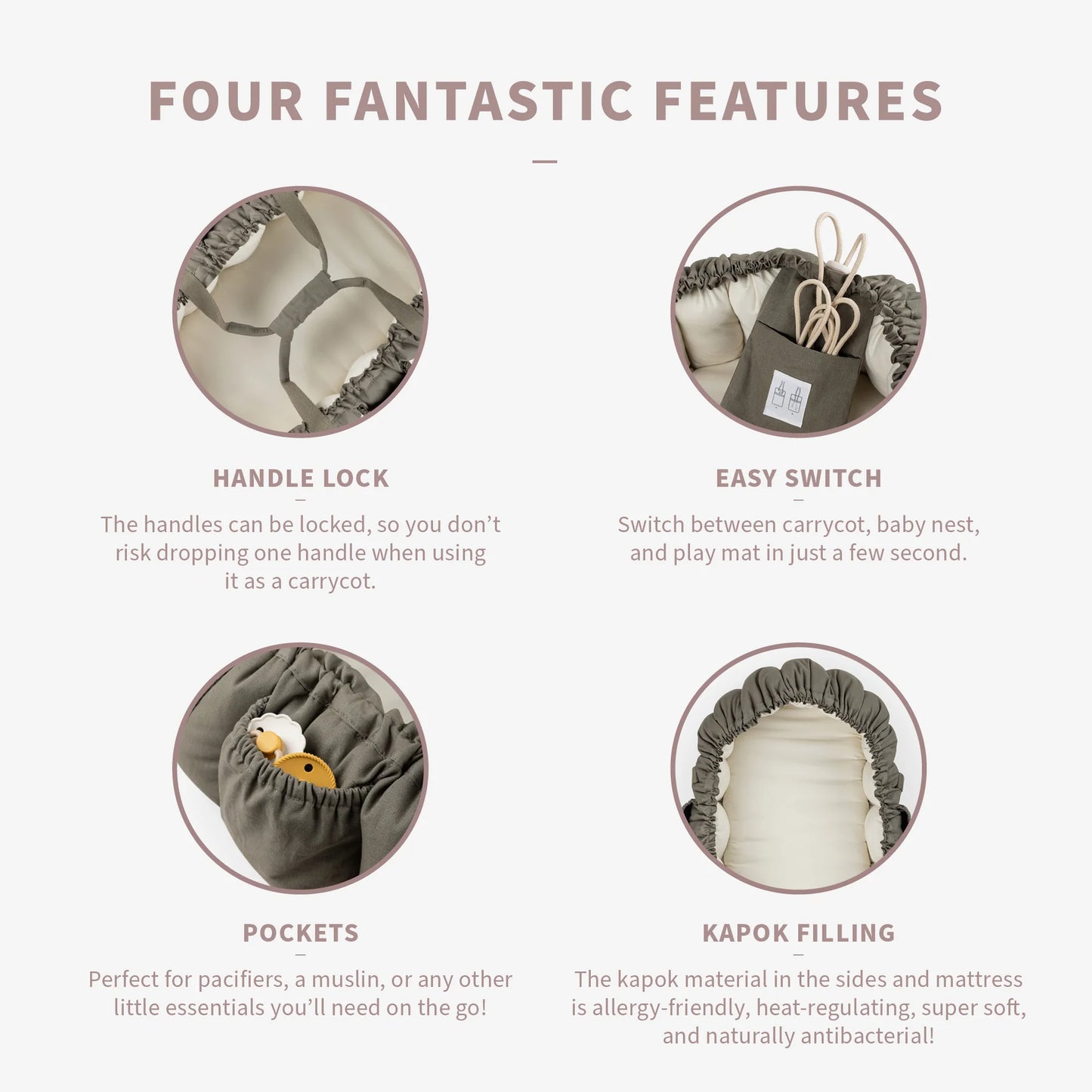 Sebra - 3-in-1 Baby Nest - Dark Olive