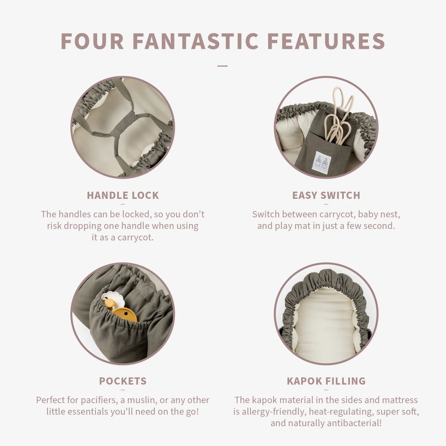 Sebra - 3-in-1 Baby Nest - Dark Olive