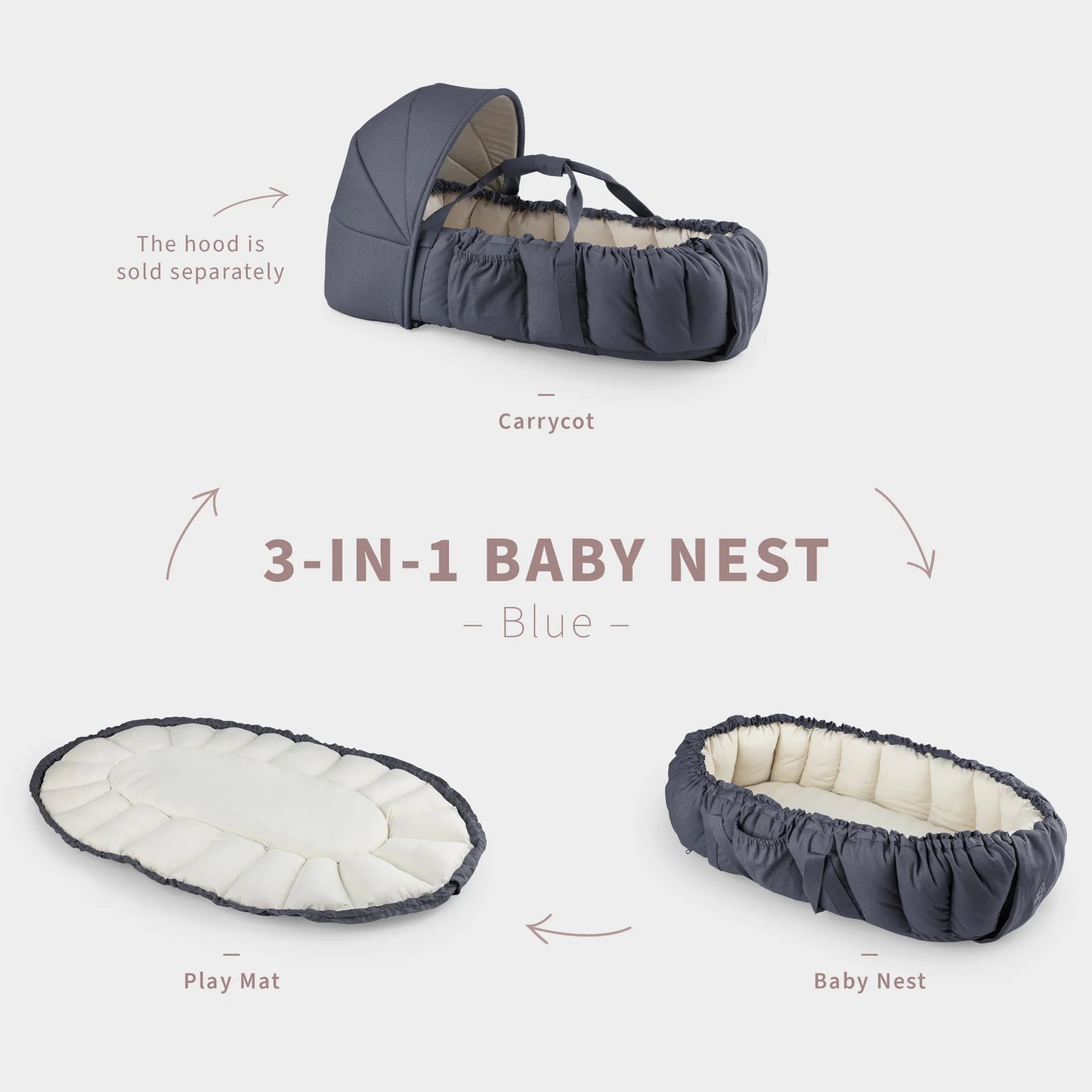 Sebra - 3-in-1 Baby Nest - Blue