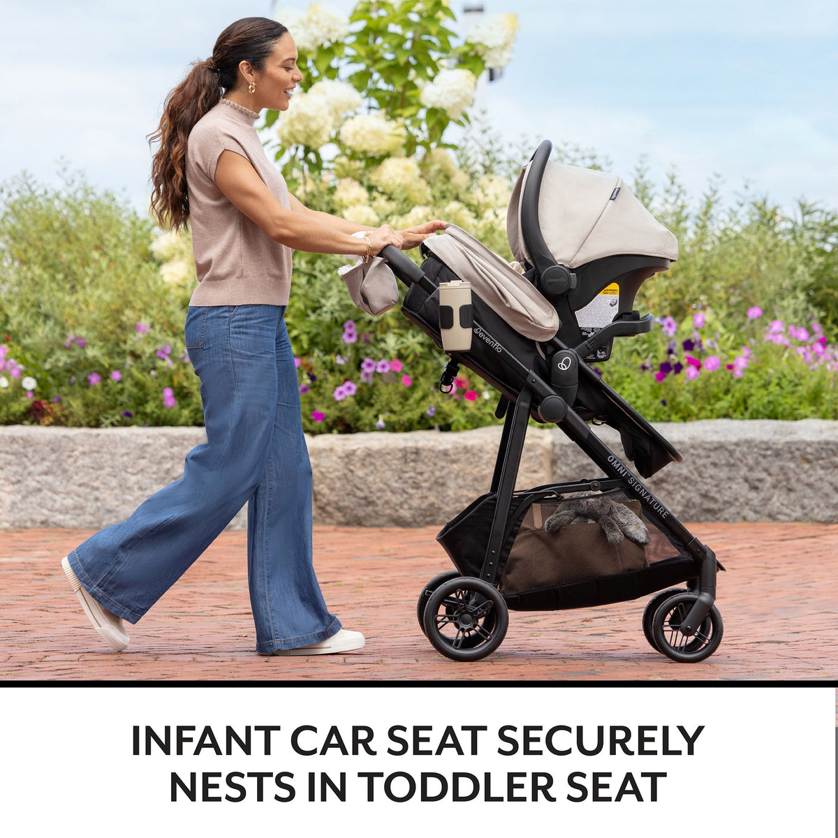 Evenflo - Omni Signature Travel System With Litemax Infant Car Seat - Coastal Coffee