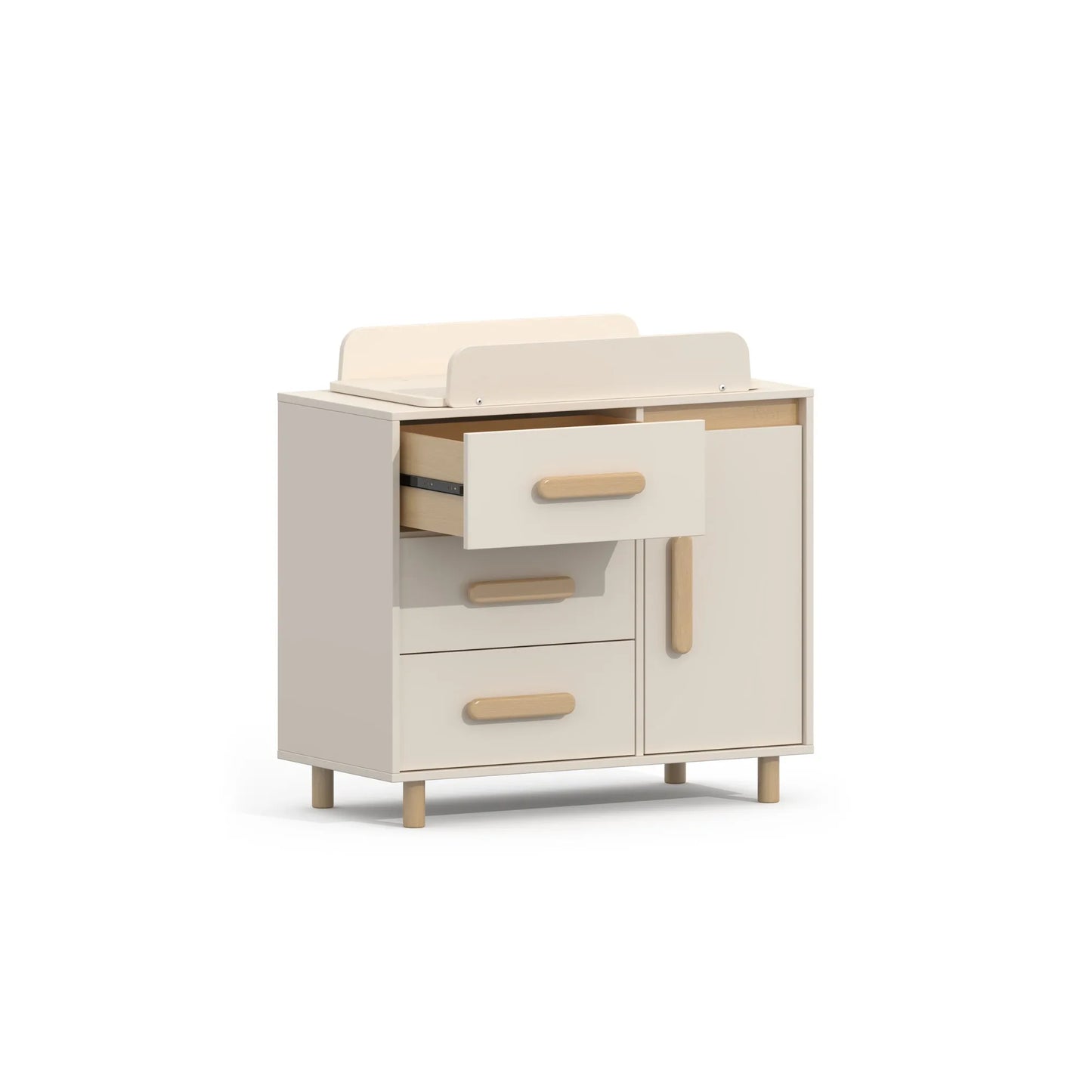 Boori - Ocean Cot Bed  and Scandi 3 Drawer Dresser Soft White and Beech