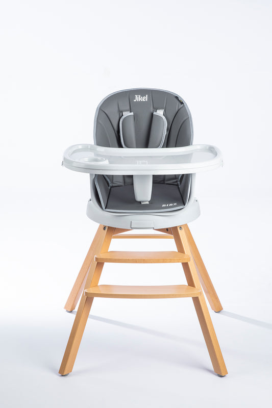 Jikel - Bibz 360 Rotating Wooden Highchair  - Charcoal