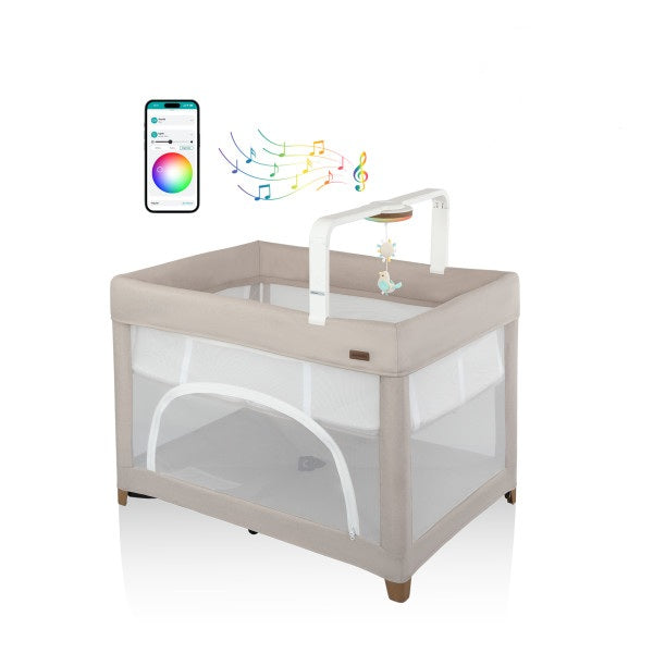Evenflo - Eris One-Hand Playard With Bassinet - Coastal Coffee