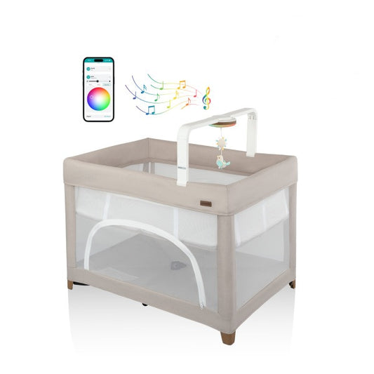 Evenflo - Eris One-Hand Playard With Bassinet - Coastal Coffee