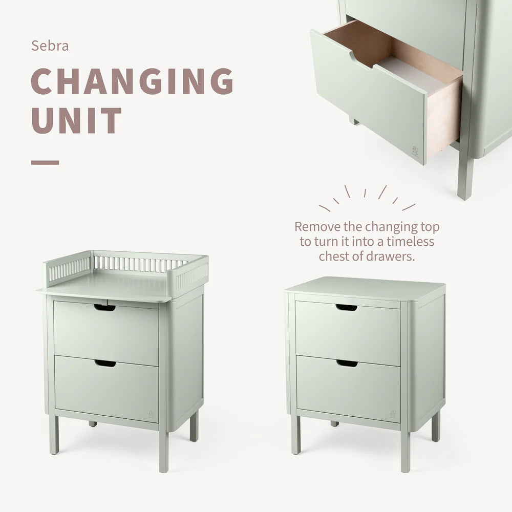 Sebra - Changing Table, Mist Green ( PREORDER )