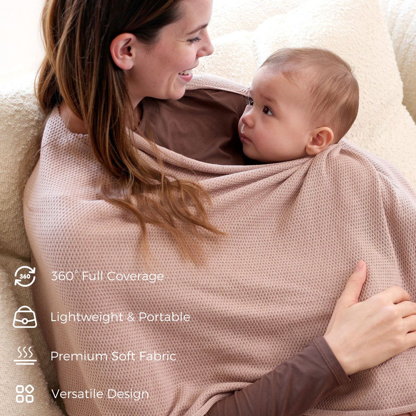 Momcozy - Nursing Cover - Soft, Breathable, Multi-Use Privacy Poncho - Brown